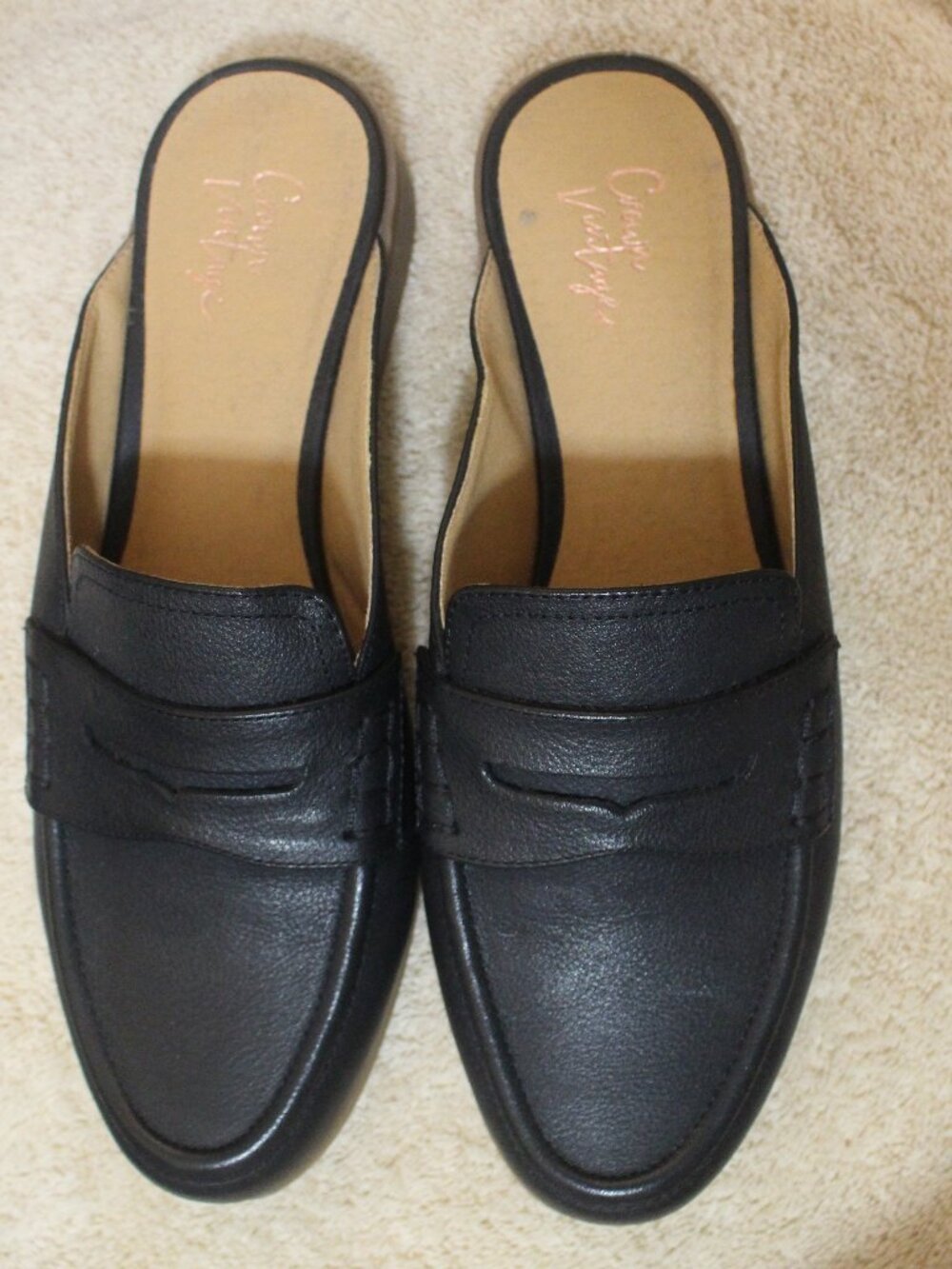 Crown Vintage Black Penny Loafer Mules